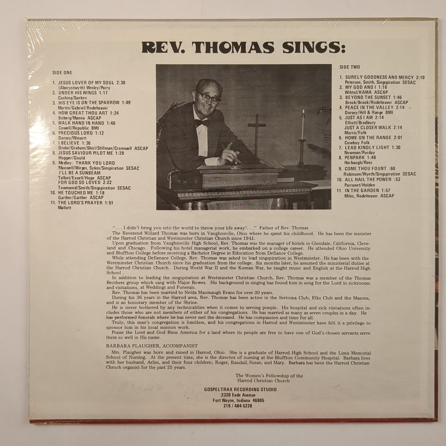 Rev. Thomas Sings