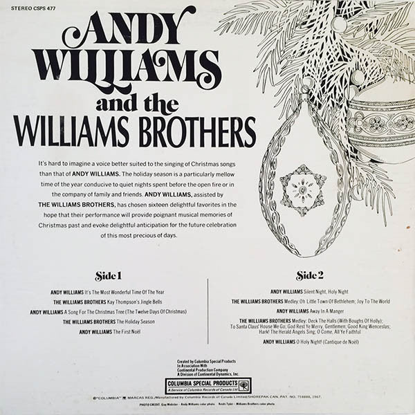 Andy Williams - 'Christmas with Andy Williams and the Williams Brothers'